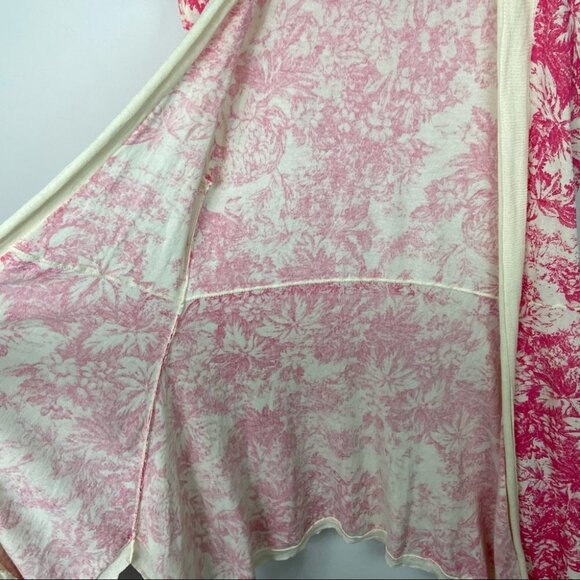 ANTHROPOLOGIE Pink Floral Duster Cardigan Festival Knit Sweater Size Small Boho - Picture 9 of 11